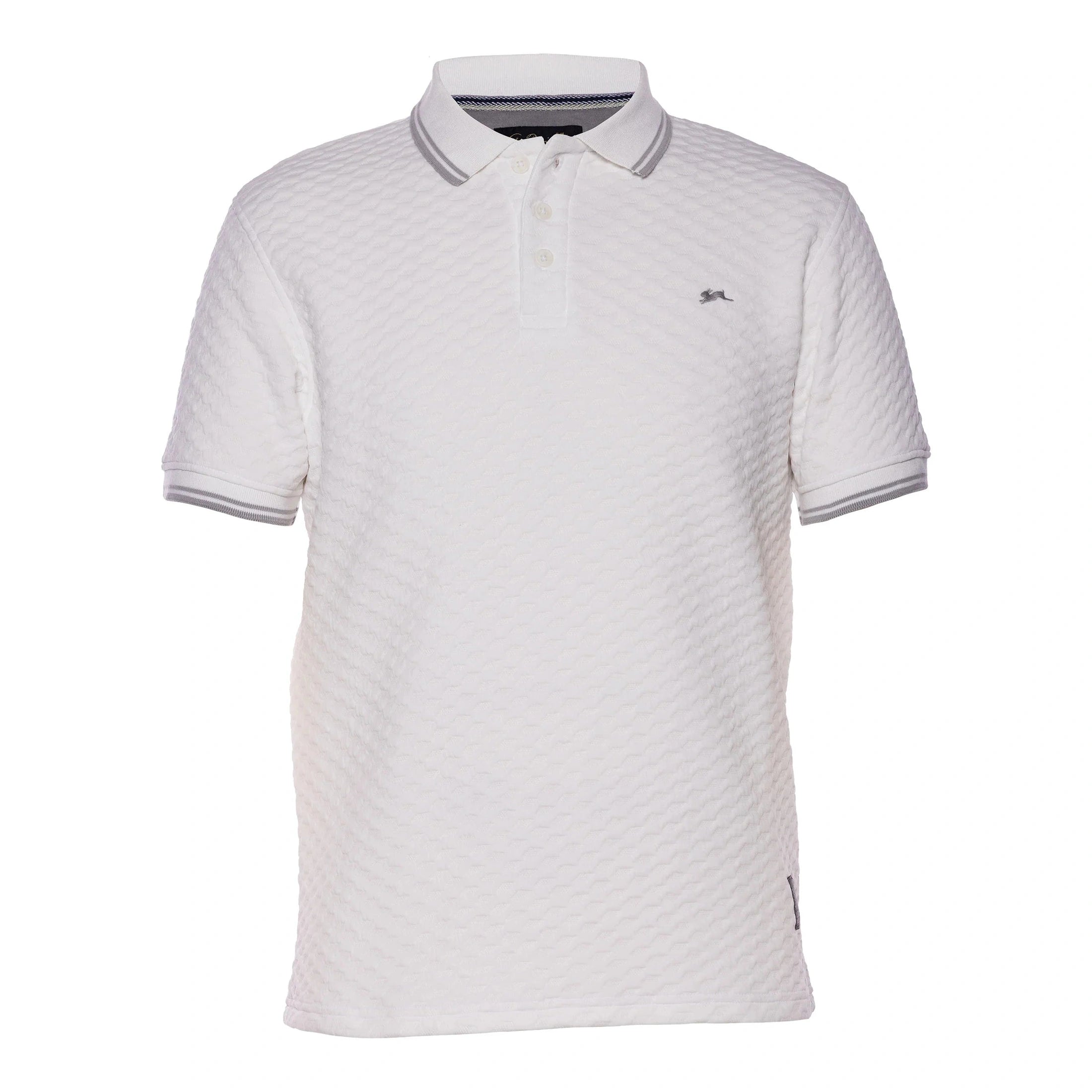 A TIZIANO Baylor Jacquard Knit Polo-WHITE/GREY